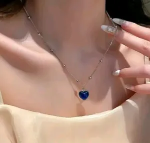 Color Changing Heart Pendant Necklace Women White K Plated Alloy Glass Mosaic