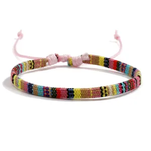Colorful Bohemian Linen Fabric Woven Friendship Bracelet