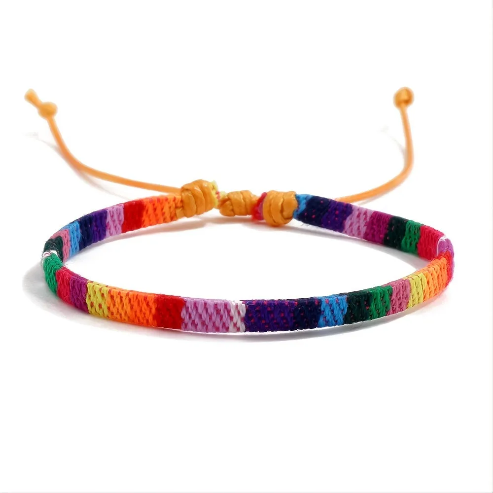 Colorful Bohemian Linen Fabric Woven Friendship Bracelet