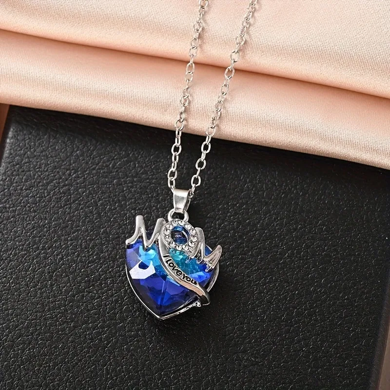 Colorful Zircon Mother's Gift Heart Necklace