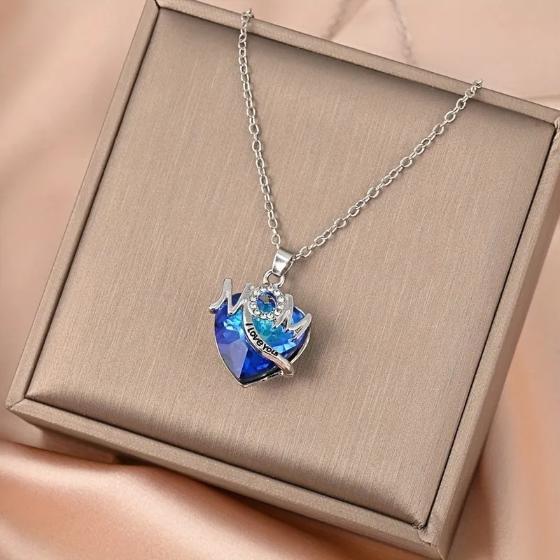 Colorful Zircon Mother's Gift Heart Necklace
