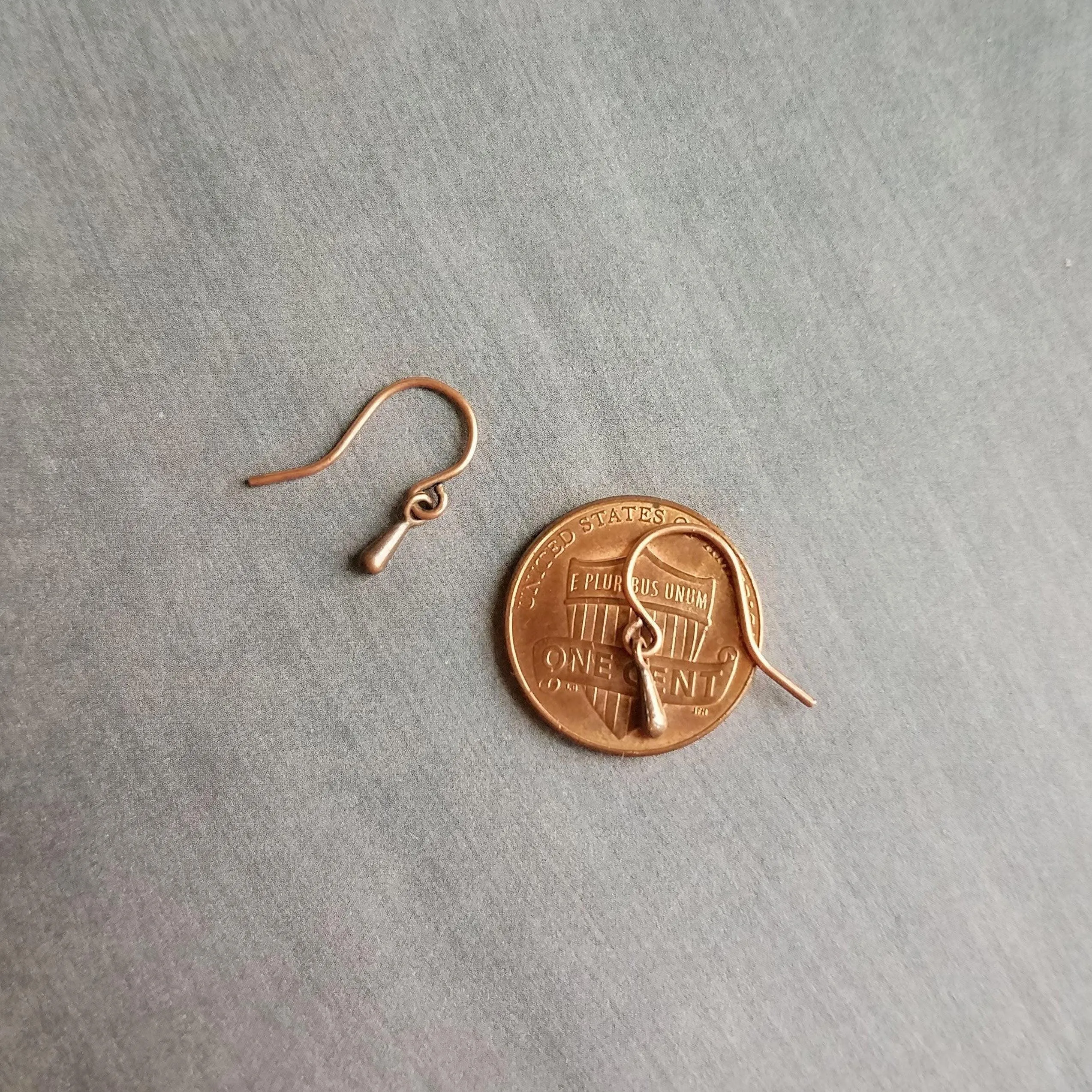 Copper Teardrop Earrings, copper drop earring, tiny copper earring, antique copper earring, small copper drop earring, copper dangle earing