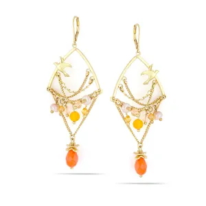 CORAL AND PEARL DROP  EARRINGS #232PC3501 (1E14)