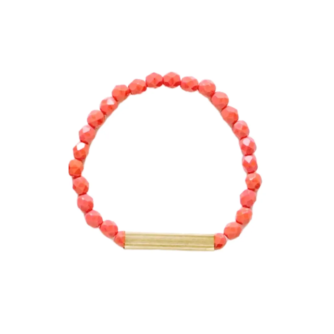 Coral Red Bead Bracelet