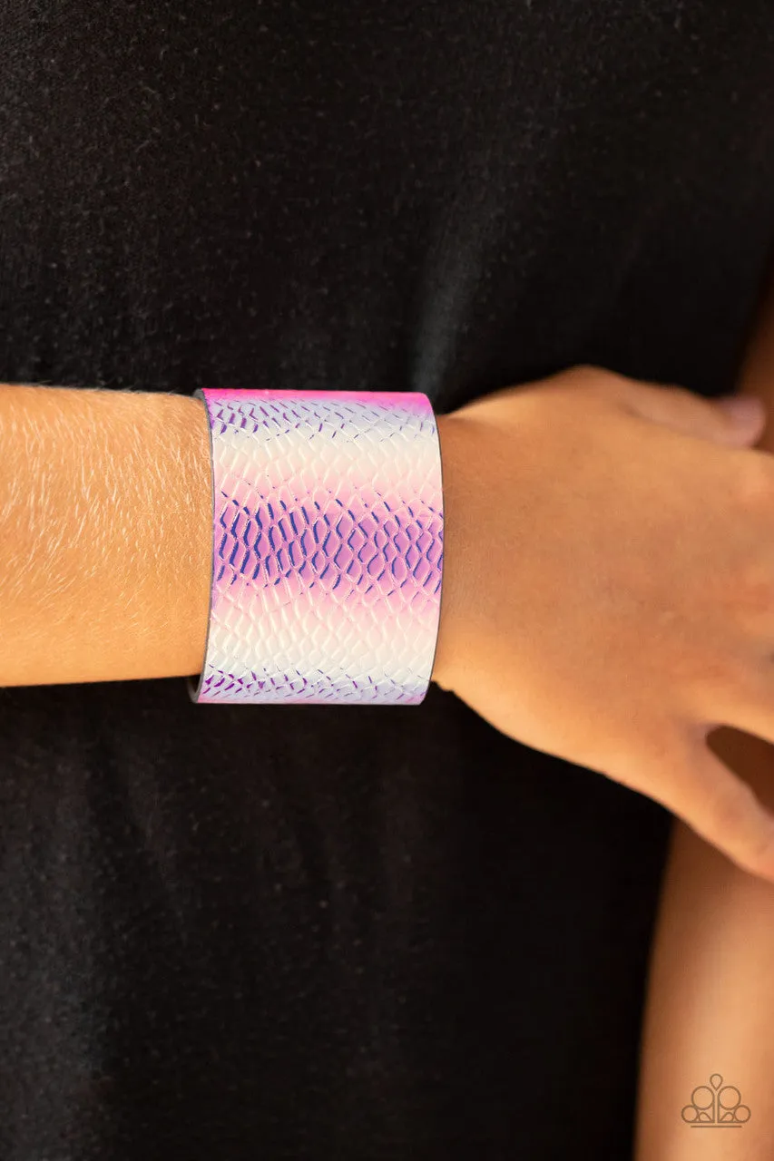 Cosmic Zoo - Multi - Iridescent Crocodile Print Leather Paparazzi Snap Wrap Bracelet