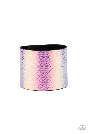 Cosmic Zoo - Multi - Iridescent Crocodile Print Leather Paparazzi Snap Wrap Bracelet