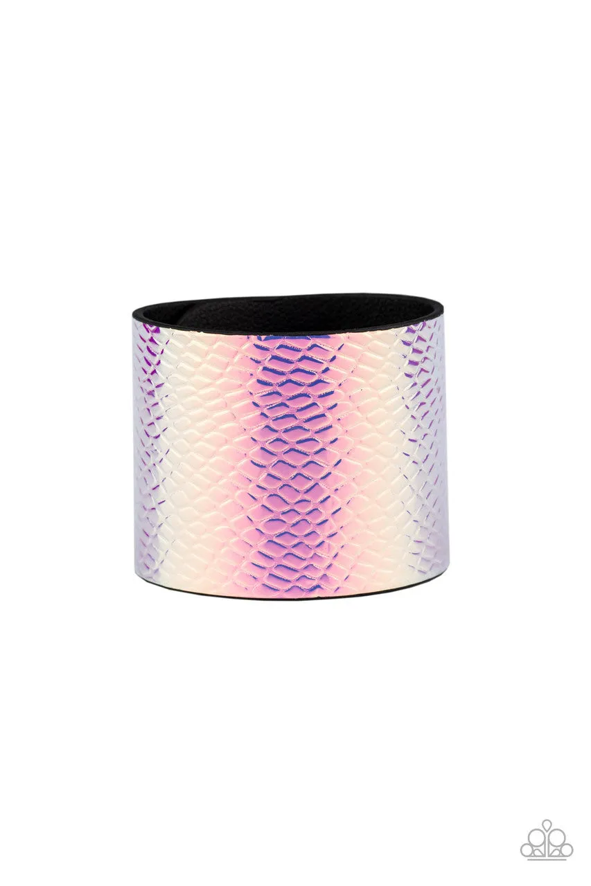 Cosmic Zoo - Multi - Iridescent Crocodile Print Leather Paparazzi Snap Wrap Bracelet