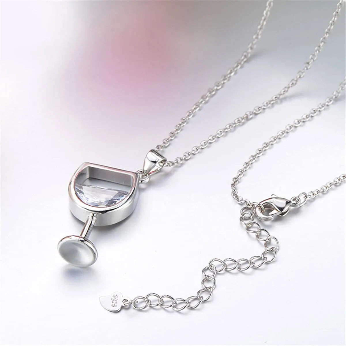 Crystal & Silver-Plated Wineglass Pendant Necklace