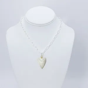Crystal Heart White Link Necklace M12