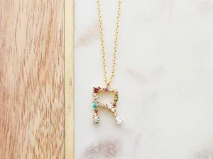 Crystal Initial Necklace
