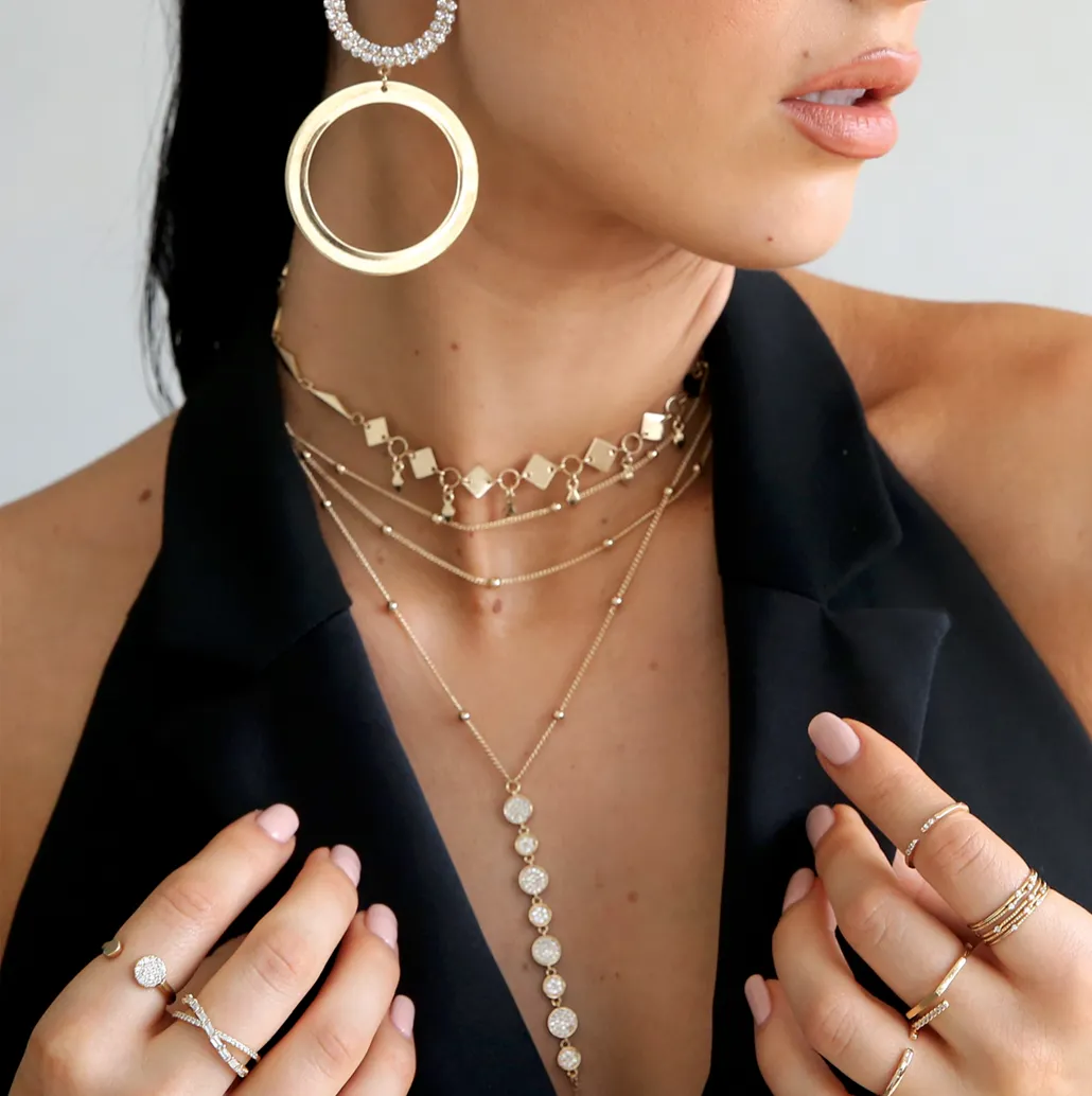 Crystal Multi-Chain Lariat necklace