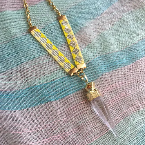 Crystal Quartz Pendant Necklace - Handmade Designer Jewelry by Shh by Sadie