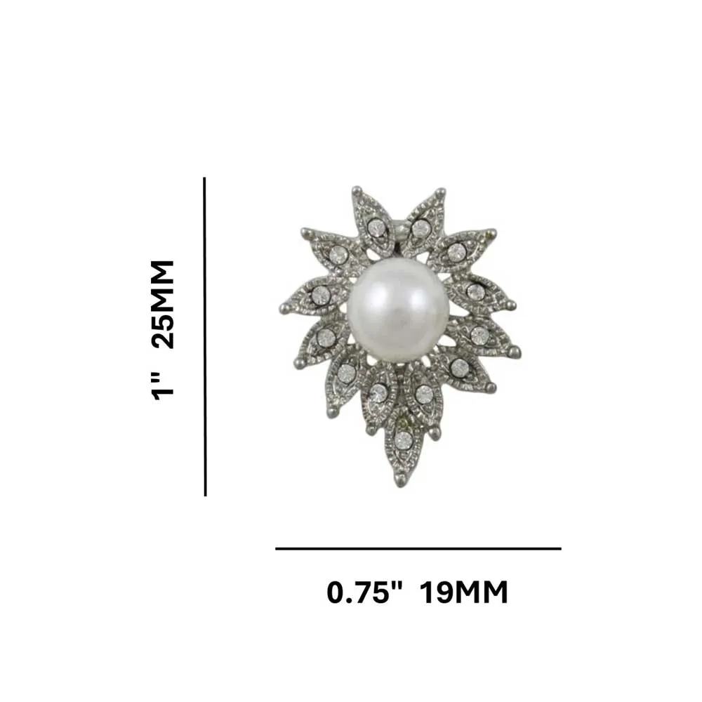 Crystal Sunburst with White Pearl Clip On Earring - PRE904C