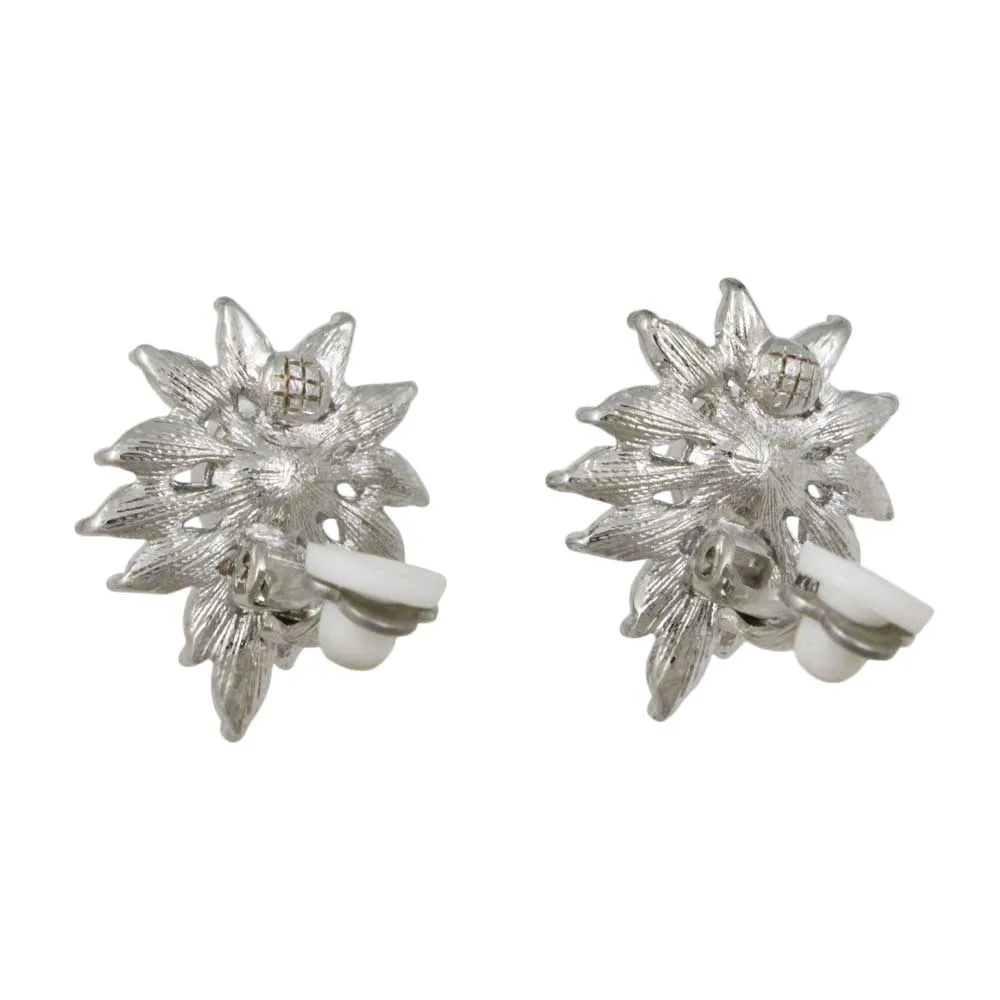 Crystal Sunburst with White Pearl Clip On Earring - PRE904C