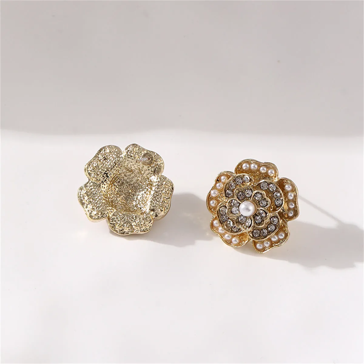 Cubic Zirconia & Pearl 18K Gold-Plated Flower Stud Earrings
