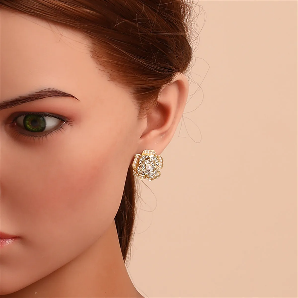 Cubic Zirconia & Pearl 18K Gold-Plated Flower Stud Earrings