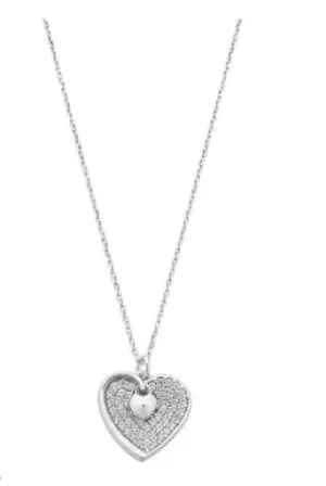 Cubic Zirconia Set in Sterling Silver Heart Necklace M3184