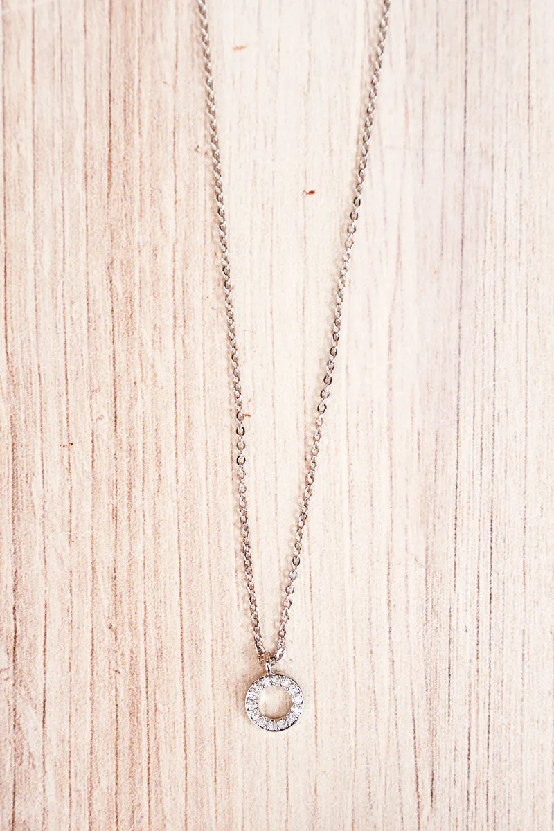 Cubic Zirconia Silvertone Kennedy Necklace