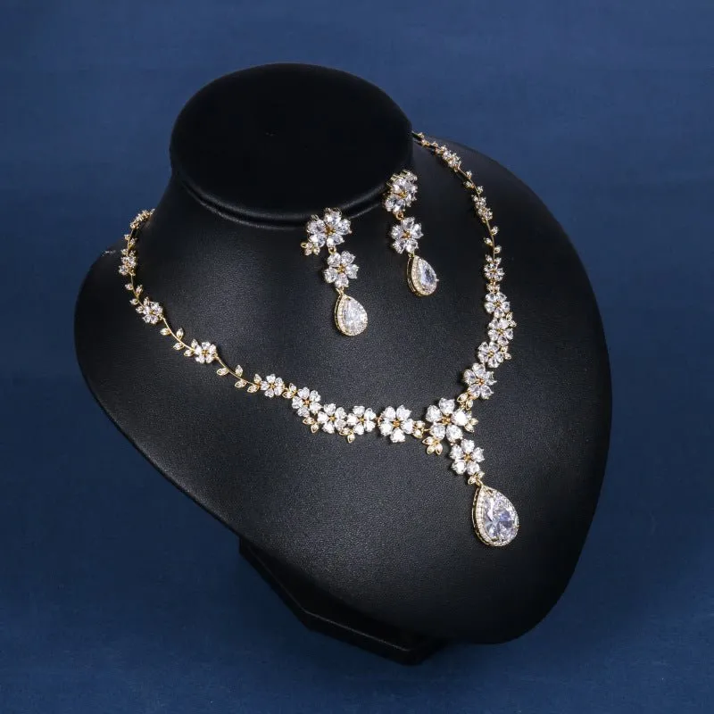 Cubic Zirconia Wedding Jewelry Sets Necklaces For Girls
