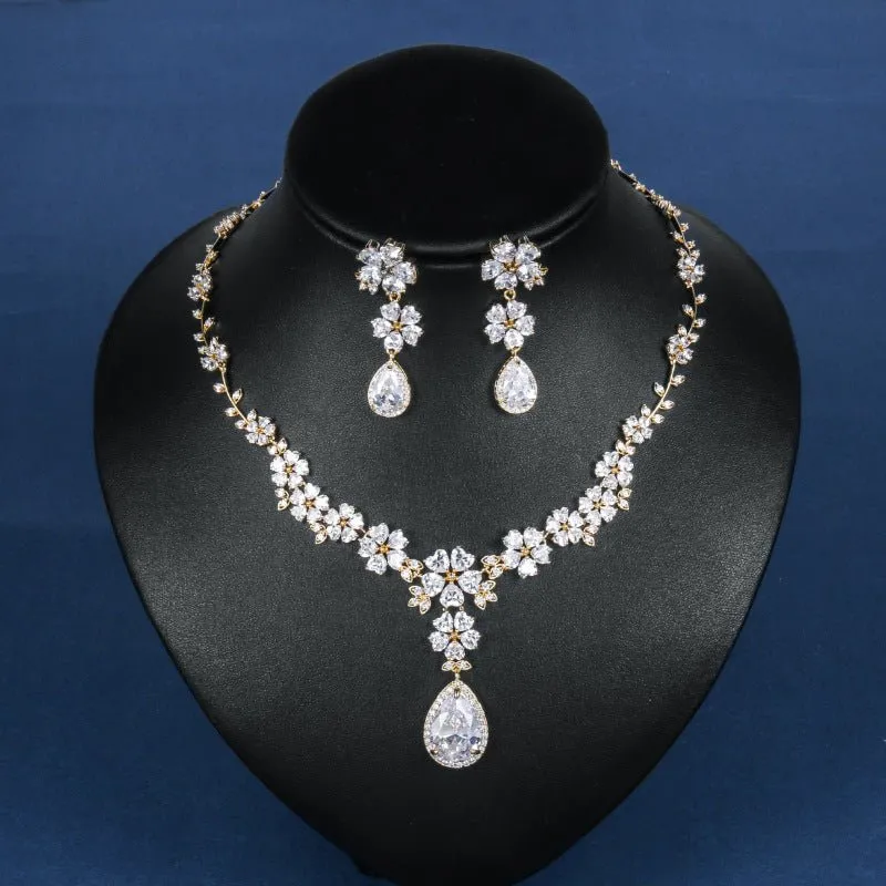 Cubic Zirconia Wedding Jewelry Sets Necklaces For Girls