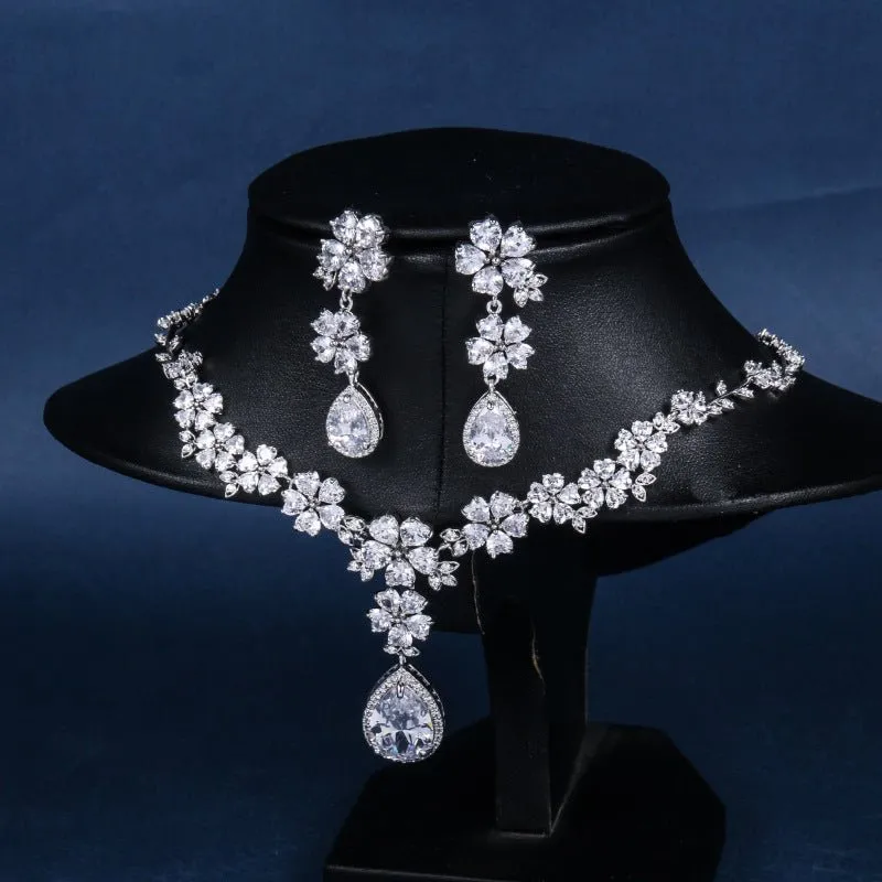 Cubic Zirconia Wedding Jewelry Sets Necklaces For Girls