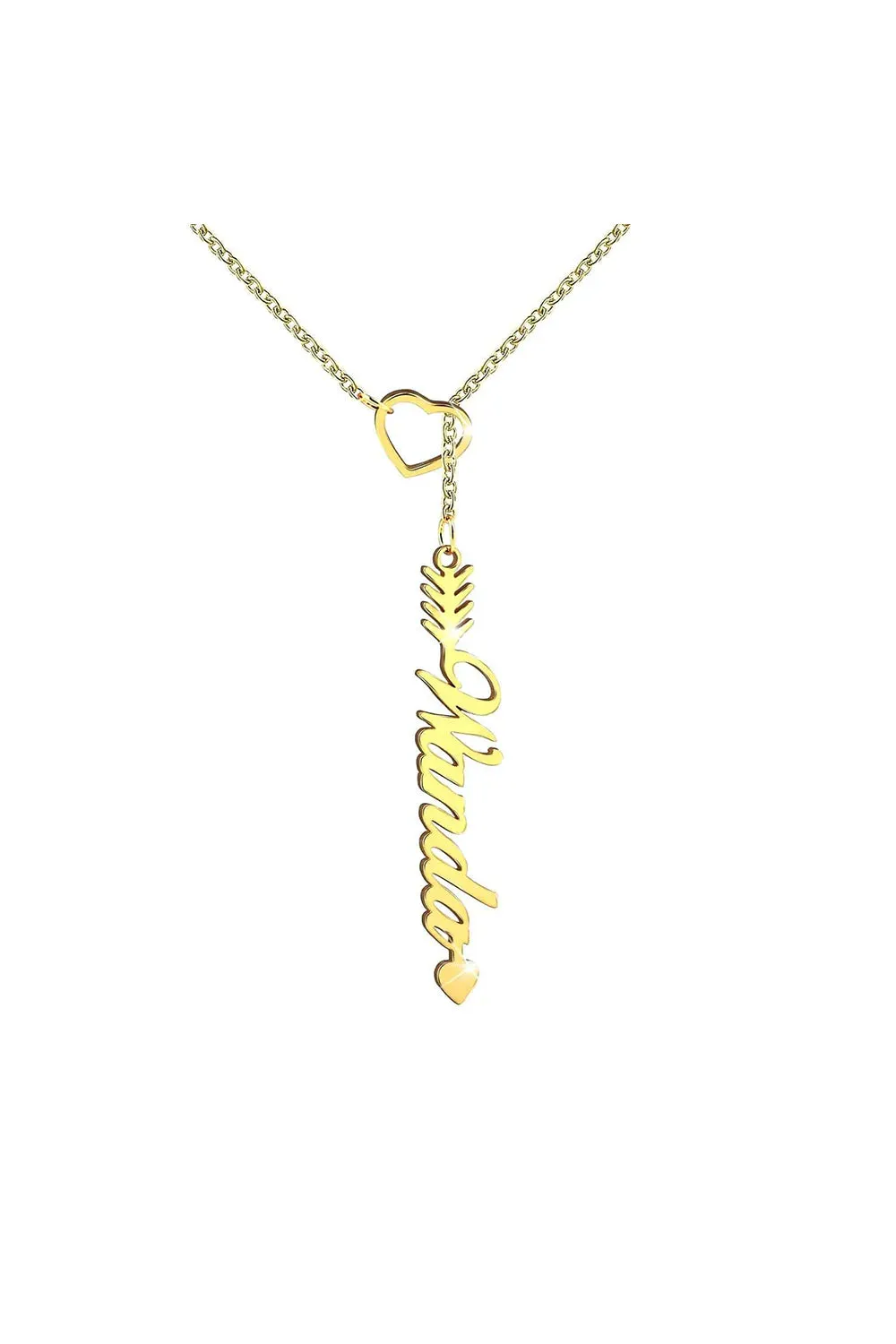 Custom Silver Heart Arrow Name Necklaces