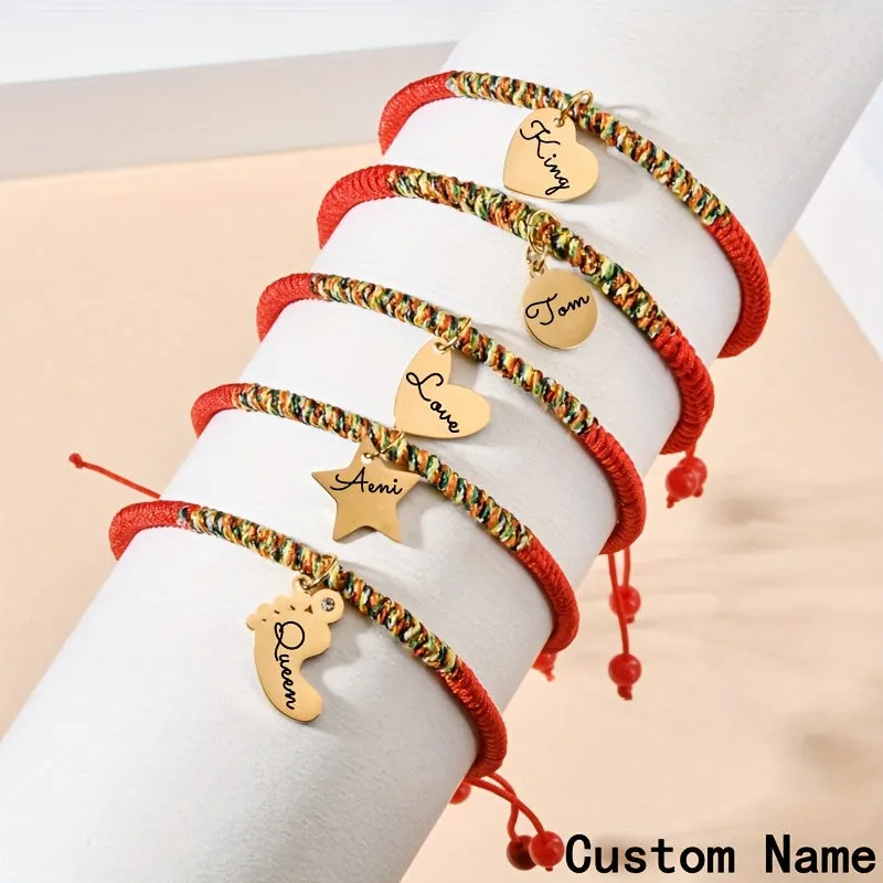 Customizable Braided Rope Bracelets with Names