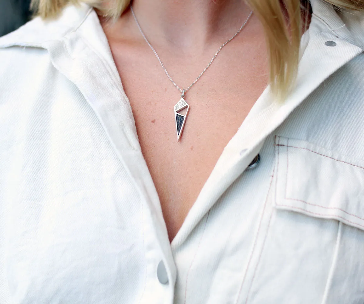 Dagger Leather Inlay Crystal Gold Necklace