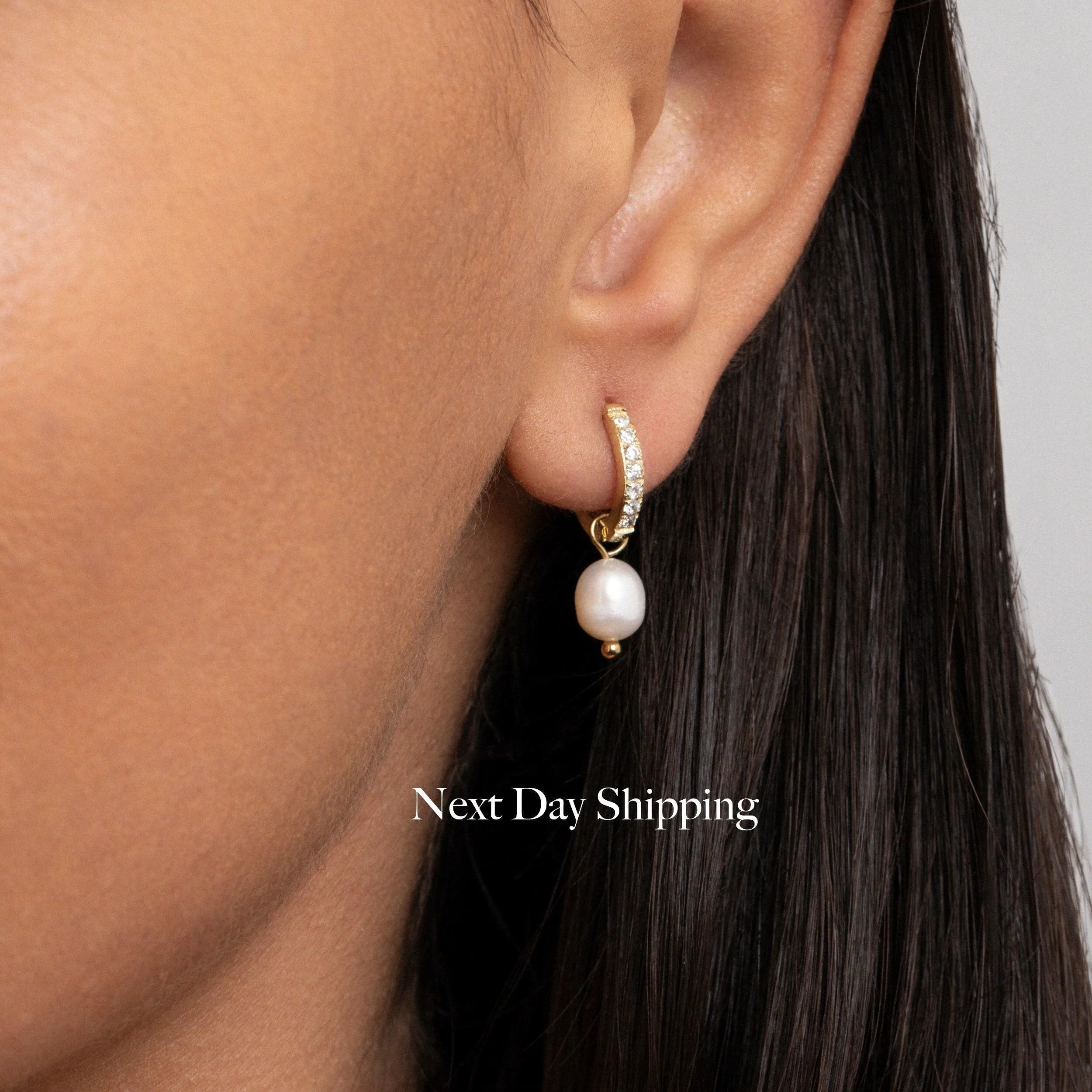 Dainty Pearl Earrings - 18K Gold Vermeil