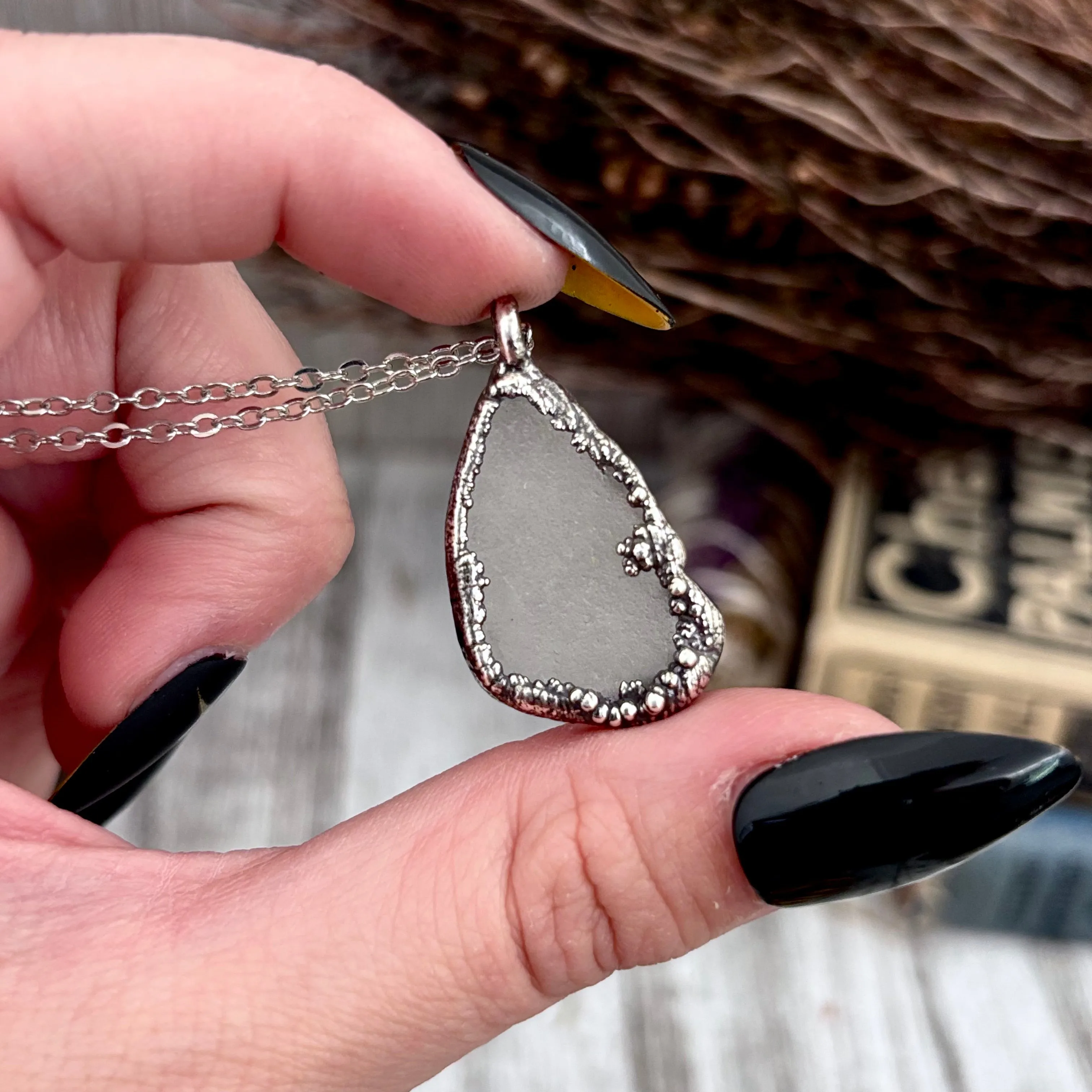 Dainty Sea Glass Necklace in Silver / Foxlark Collection
