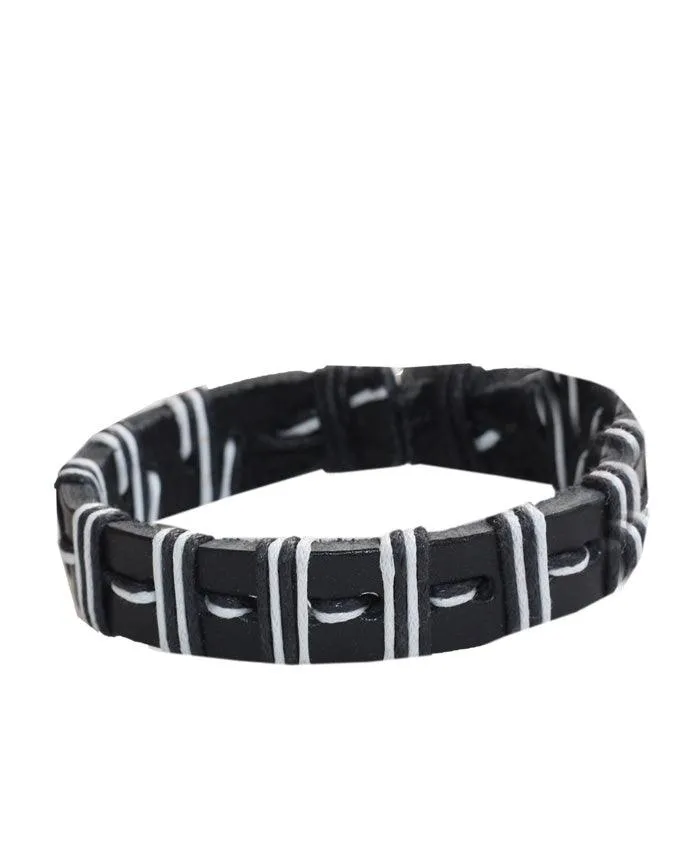 Dalu Multi Wrap Rope Braided  White and Black Leather