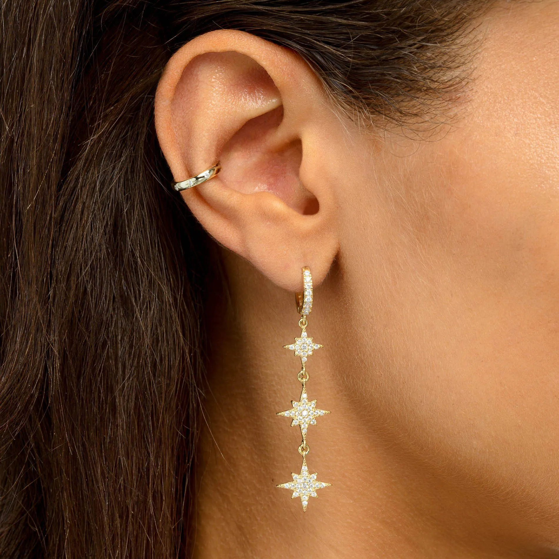 Dangling Starburst Huggie Earring