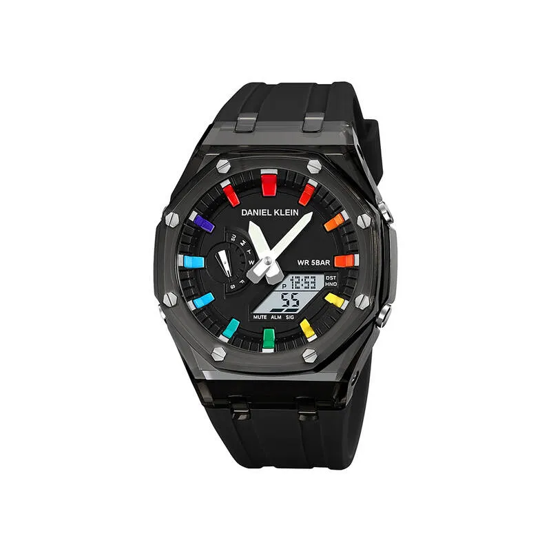 Daniel Klein Men Analog-Digital Watch DK.2100-6 Black Silicone Strap