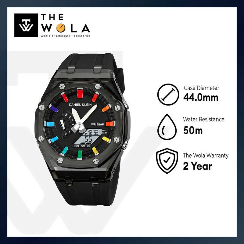 Daniel Klein Men Analog-Digital Watch DK.2100-6 Black Silicone Strap