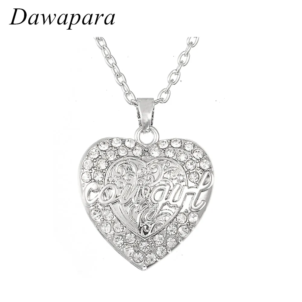 Dawapara Cowgirl Drill Crystal Pendant Necklaces Antique Silver Metal Charms Jewelry Fashion Rhinestone Christmas Gifts