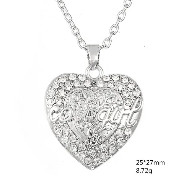 Dawapara Cowgirl Drill Crystal Pendant Necklaces Antique Silver Metal Charms Jewelry Fashion Rhinestone Christmas Gifts