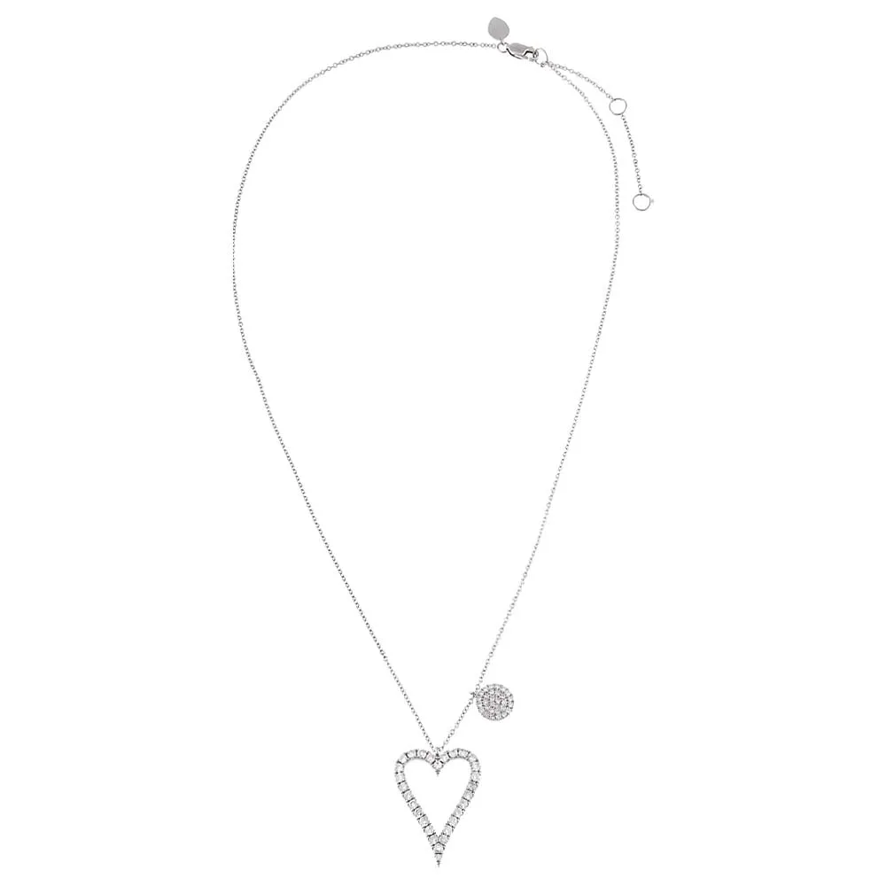 Deep Heart Open Diamond Necklace 14K