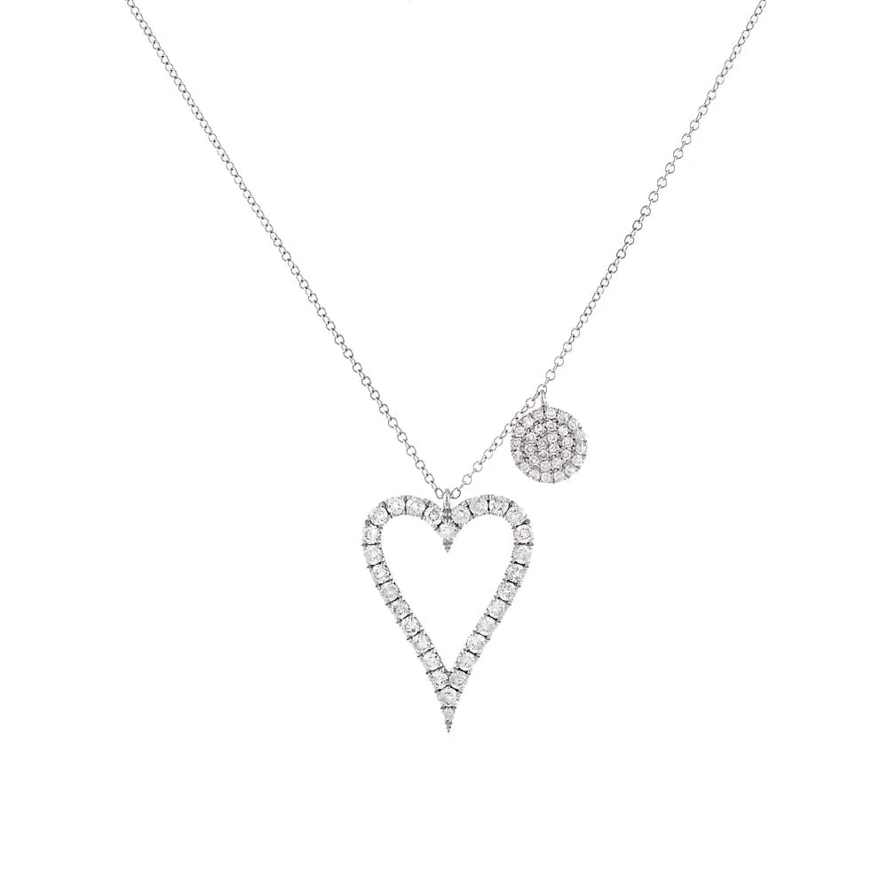 Deep Heart Open Diamond Necklace 14K