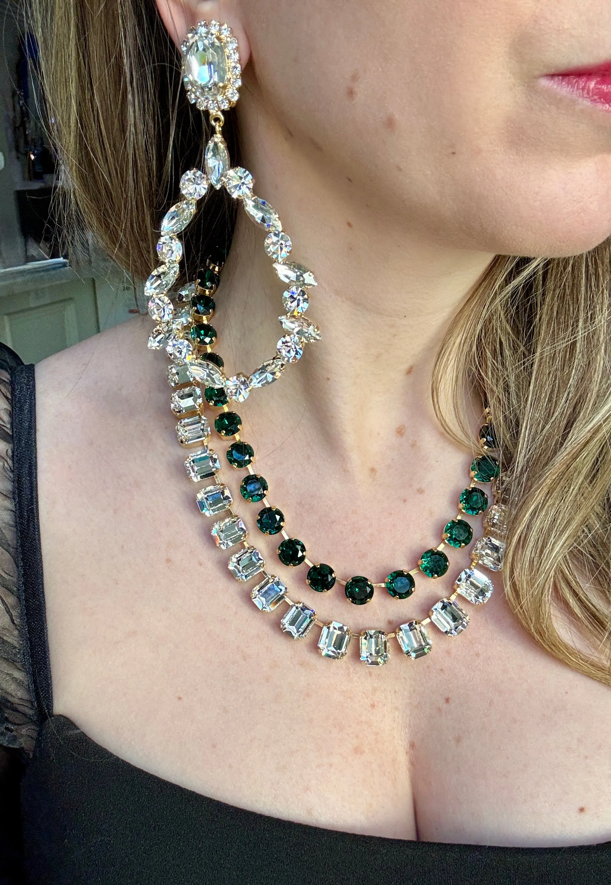 Diamond Crystal Square Cut Necklace