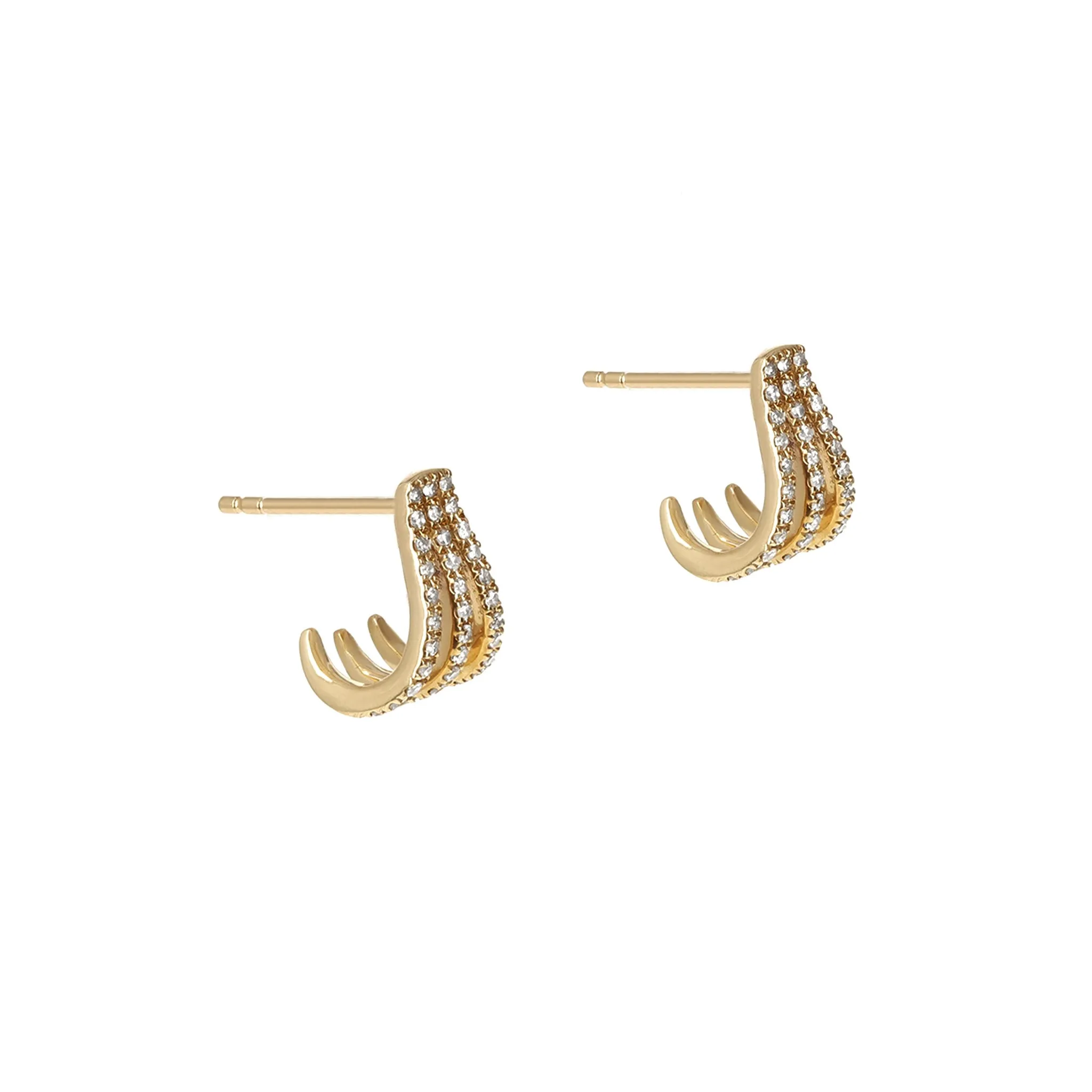 Diamond Three Row Hoop Earrings