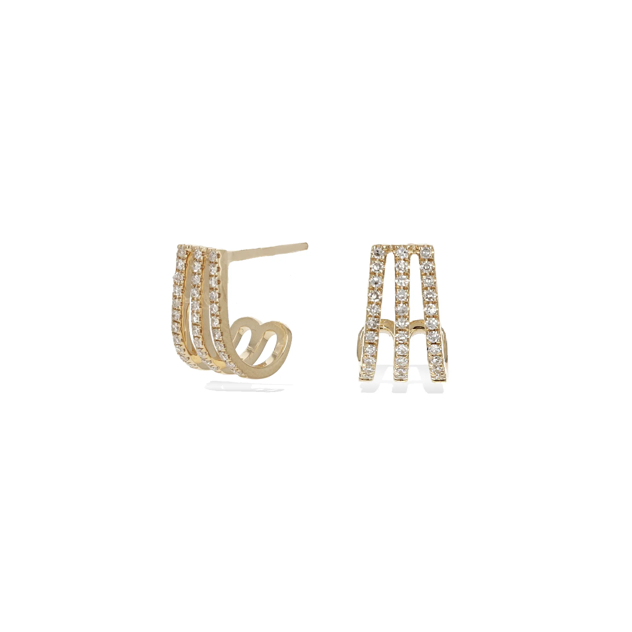 Diamond Three Row Hoop Earrings