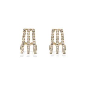Diamond Three Row Hoop Earrings