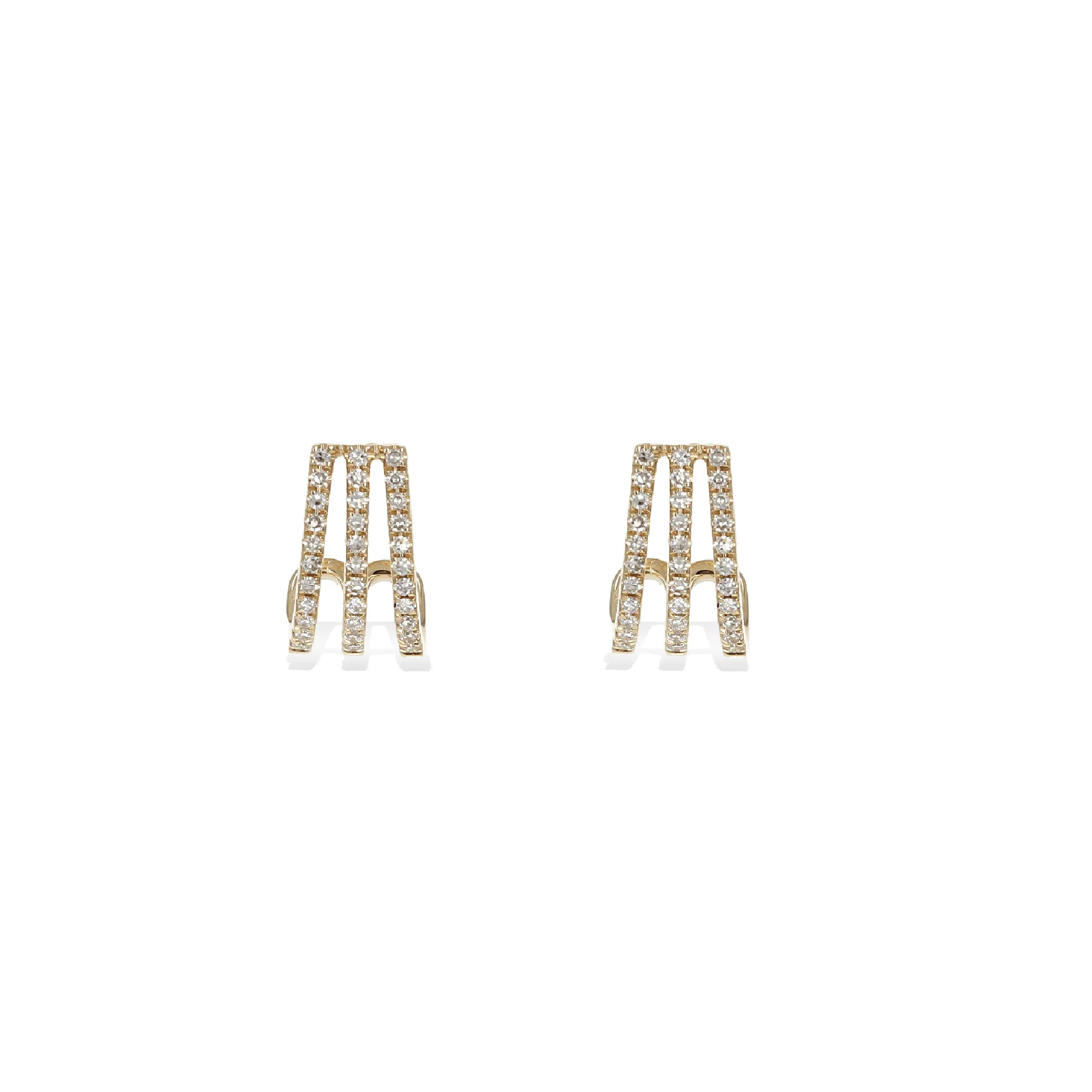 Diamond Three Row Hoop Earrings
