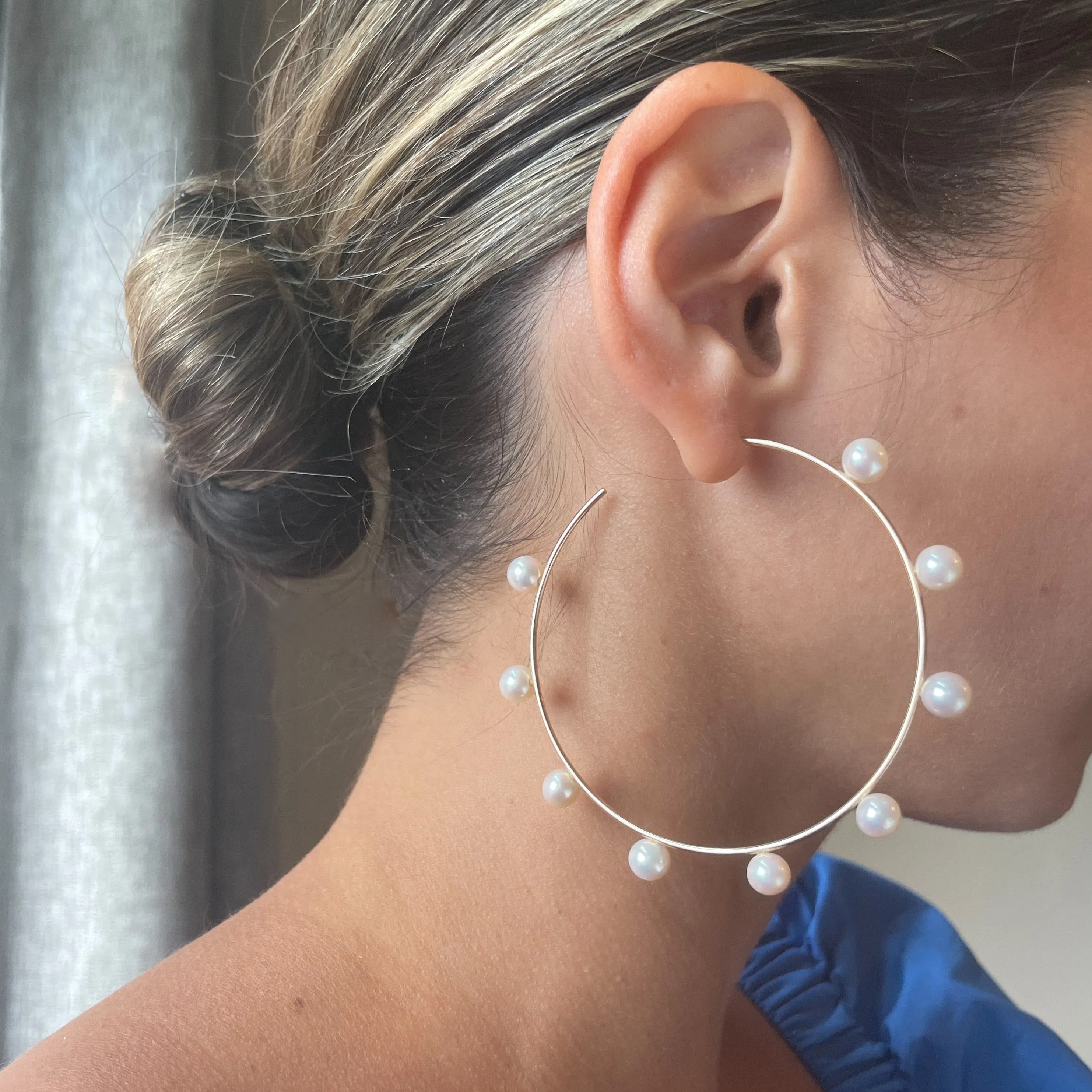Diana Pearl Hoops Large