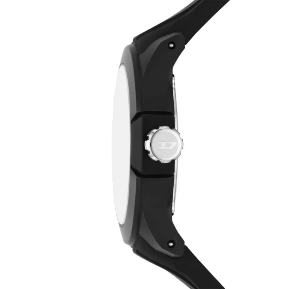 Diesel Men's Double Up Three-Hand Black Silicone Watch