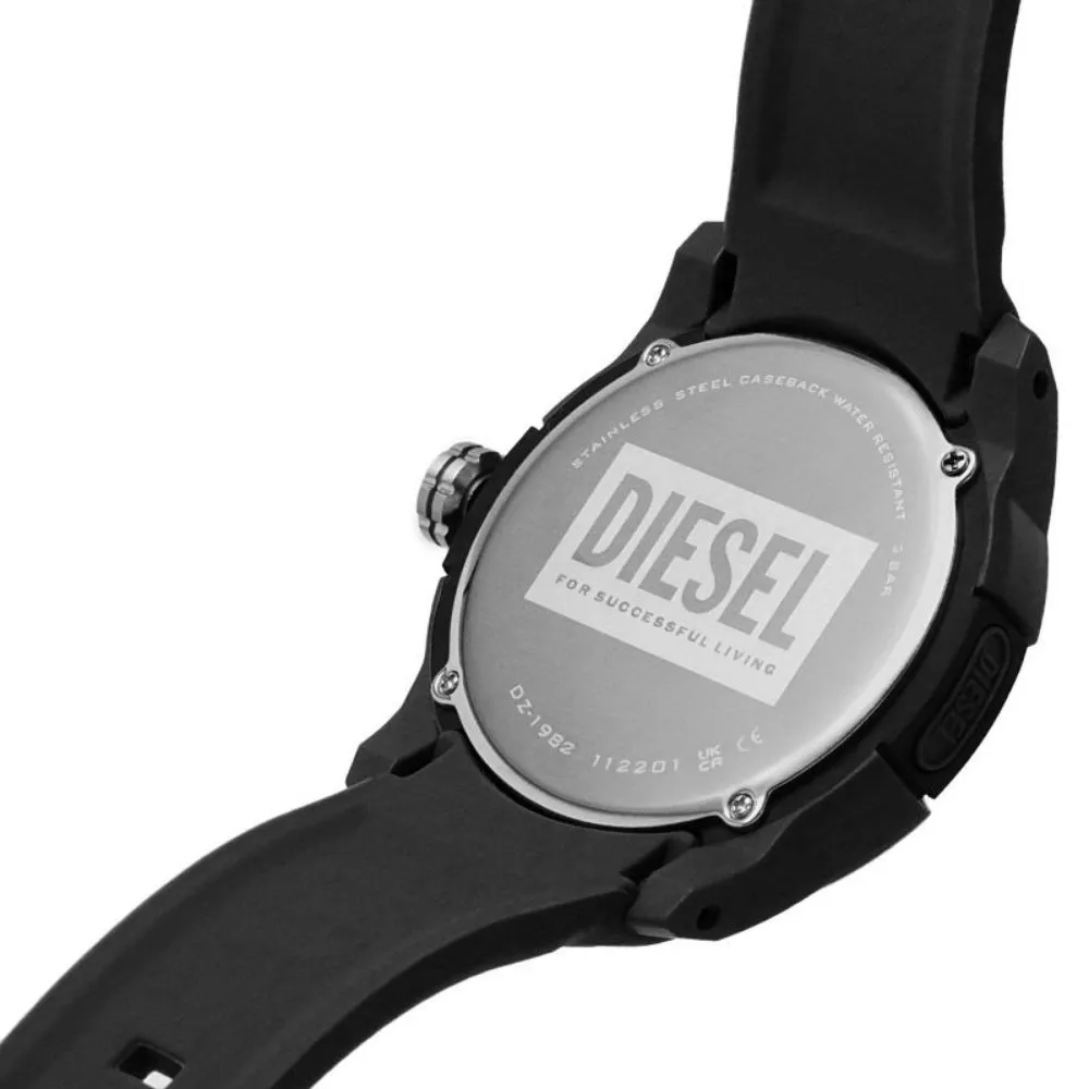 Diesel Men's Double Up Three-Hand Black Silicone Watch