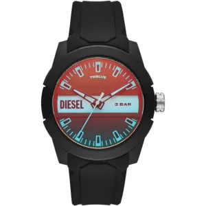 Diesel Men's Double Up Three-Hand Black Silicone Watch