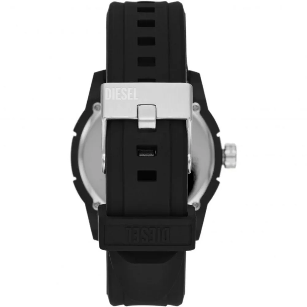 Diesel Men's Double Up Three-Hand Black Silicone Watch