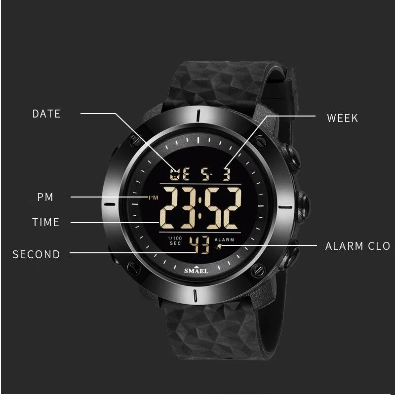 Digital Watch SMAEL Men Sports Watch Alarm Stop Watches Waterproof Multifunction Outdoor Wristwatch Male Army Relogio Masculino