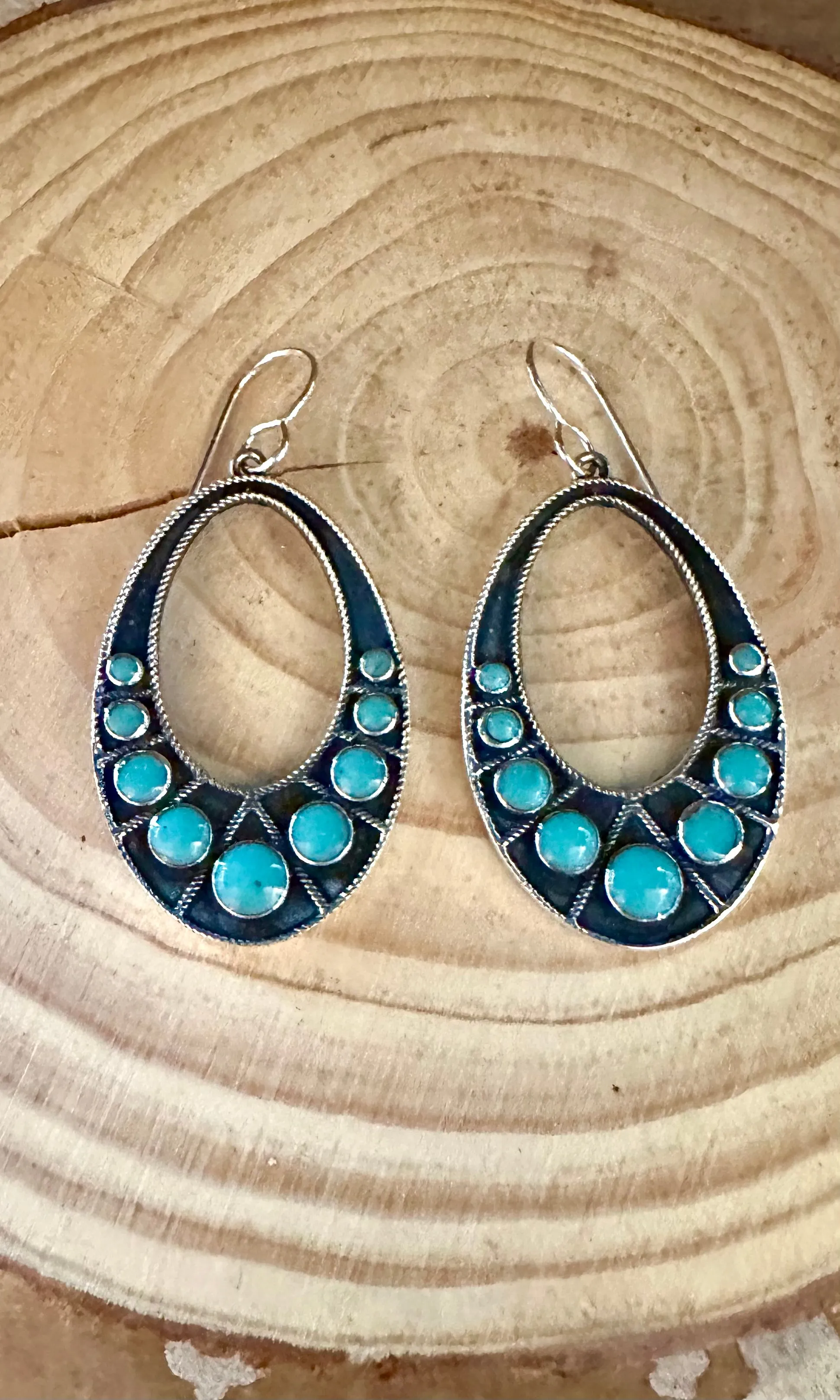 DISCO TURQUOISE Mexican Sterling Silver Earrings